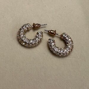 Elegant Gold and Silver Crystal Huggie Hoop Earrings